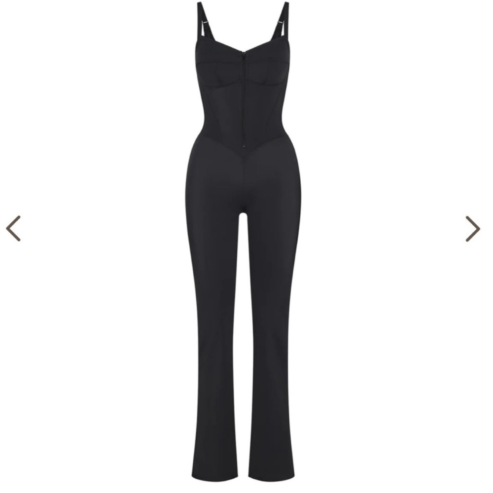 Skims XXS Glam Catsuit onyx zippered front sleeveless NWOT